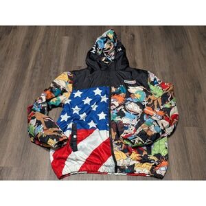 Members Only Nickelodeon Rugrats Windbreaker‎ American Flag Jacket Size M